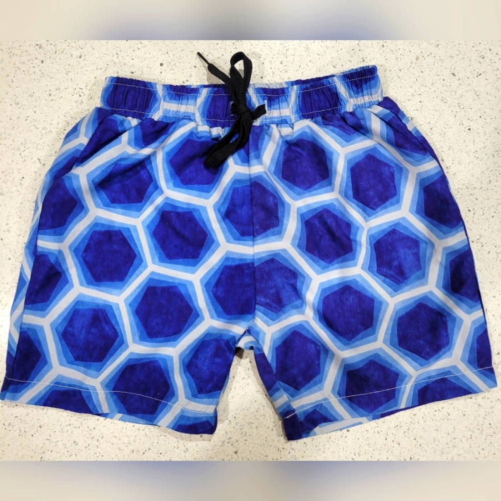 🎉 2 for $20 🎉 Kortni Jeane Boys Mini Men Size 8-9 Blue Geo Swim Trunks Shorts